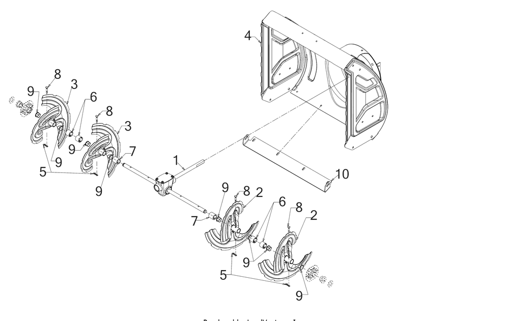 Auger Housing Diagram and Parts List for 2X26-INCHTRAC (31AH7FVM710)(2020) Cub Cadet Snow Blower